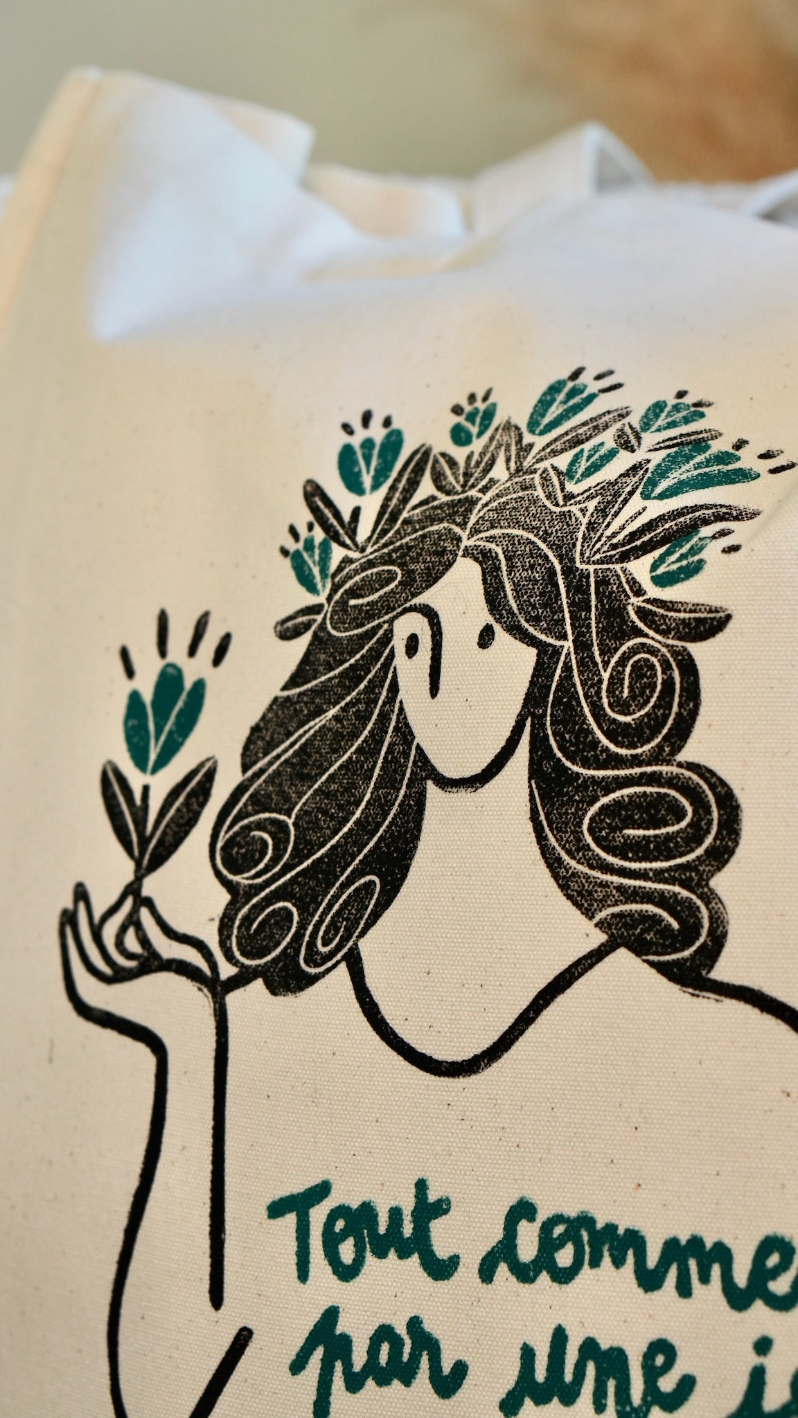 Sac en coton  &quot;Tout commence par une idée&quot; - Bleu