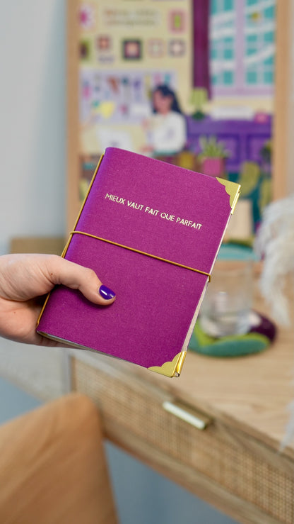 Carnet de bord rechargeable - Mieux vaut fait que parfait - Fuchsia