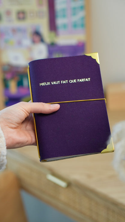Carnet de bord rechargeable - Mieux vaut fait que parfait - Violet