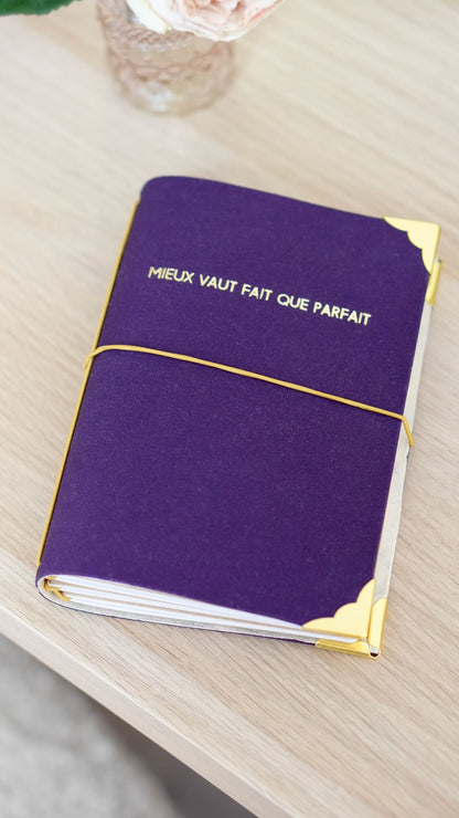 Carnet de bord rechargeable - Mieux vaut fait que parfait - Violet