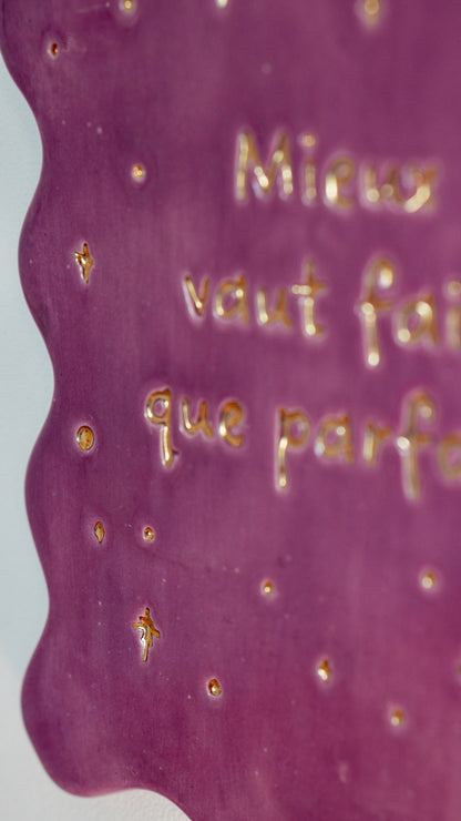 Carte murale &quot;Mieux vaut fait que parfait&quot; - Prune