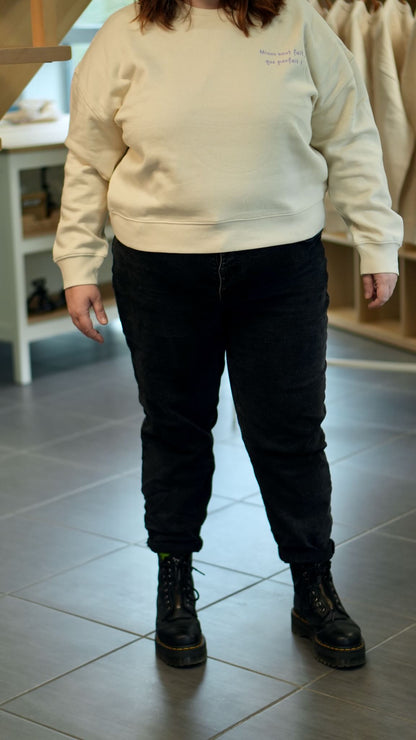 Sweat brodé femme &quot;Mieux vaut fait que parfait&quot; - Mauve