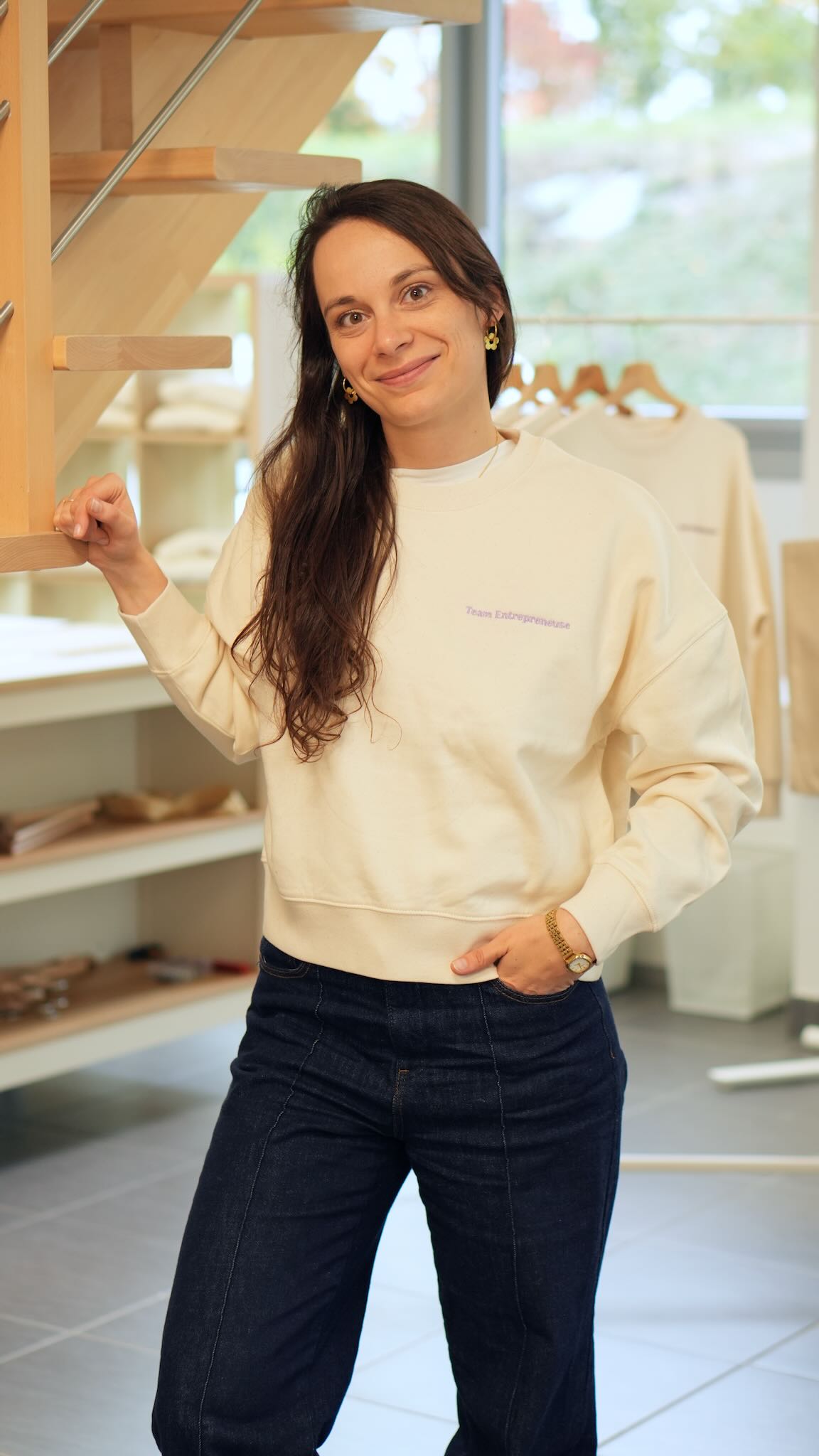 Sweat brodé femme &quot;Team Entrepreneuse&quot; - Mauve