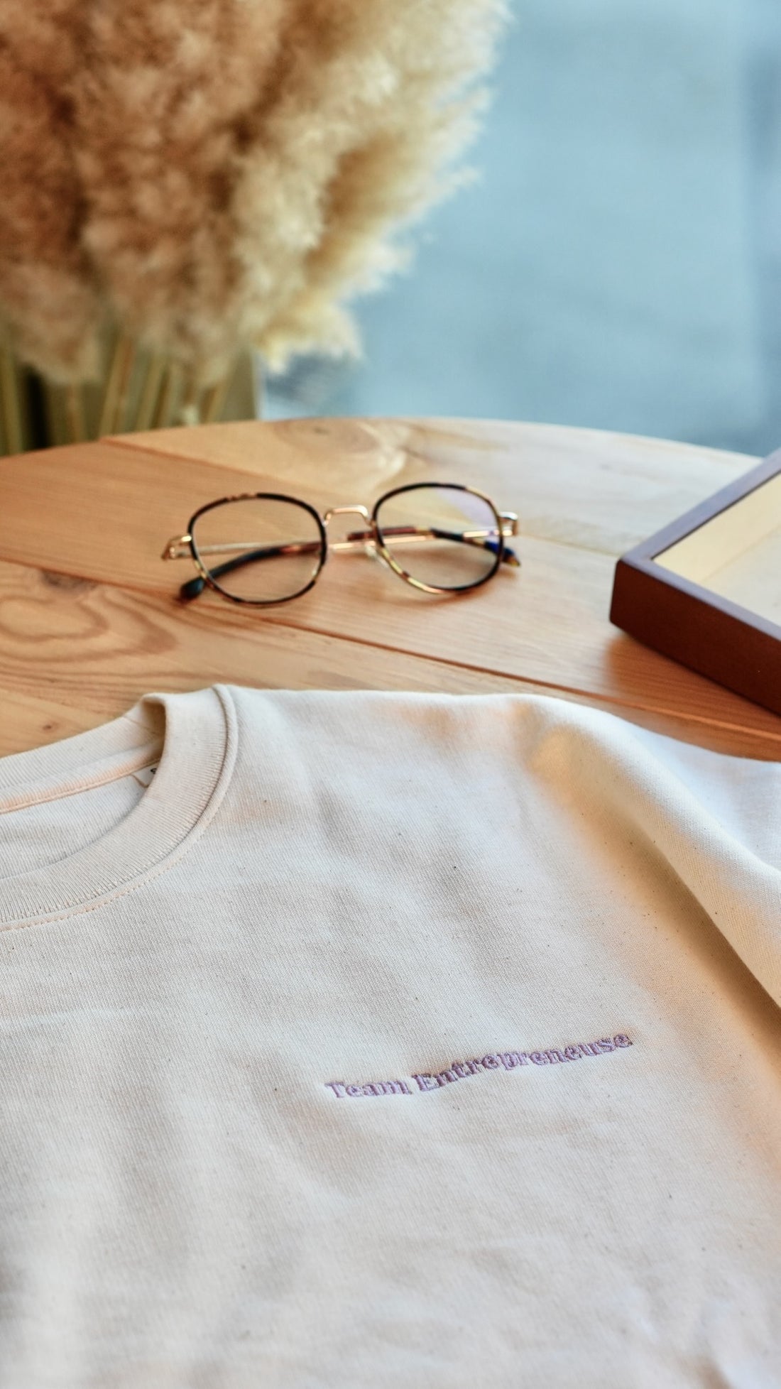 Sweat brodé femme &quot;Team Entrepreneuse&quot; - Mauve