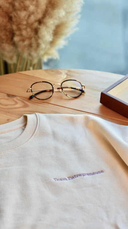 Sweat brodé femme &quot;Team Entrepreneuse&quot; - Mauve