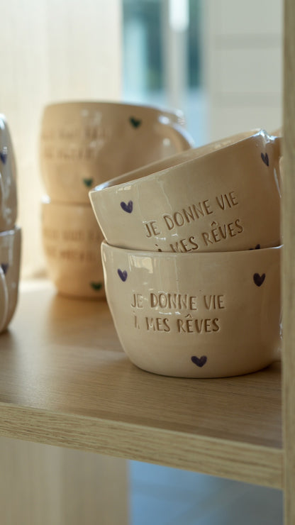 Tasse en céramique &quot;Je donne vie à mes rêves&quot; - violet