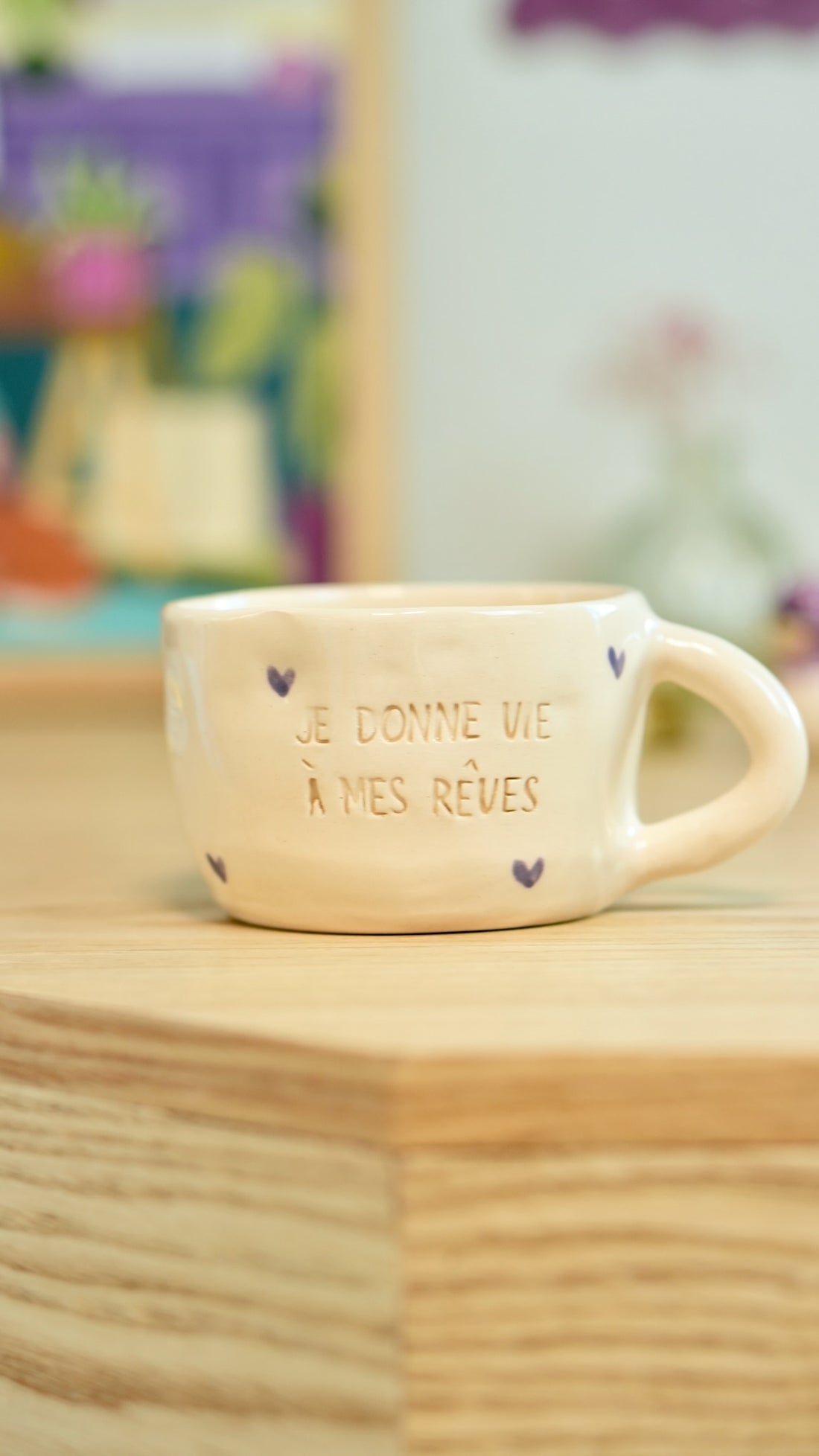 Tasse en céramique &quot;Je donne vie à mes rêves&quot; - violet