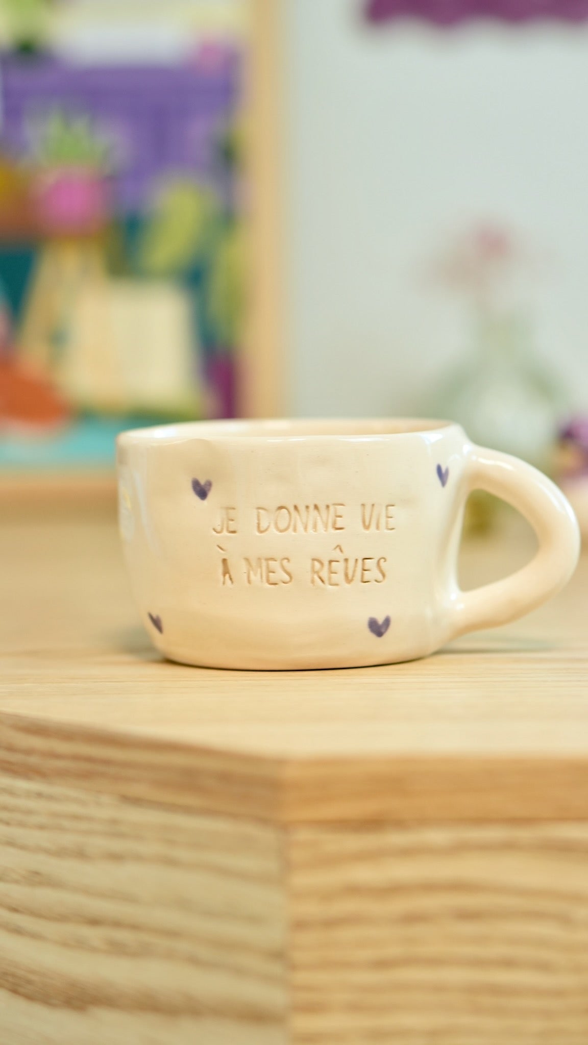 Tasse en céramique &quot;Je donne vie à mes rêves&quot; - violet